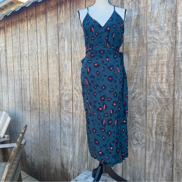 Shein Cheetah Wrap Midi Dress Size L - Picture 6 of 14